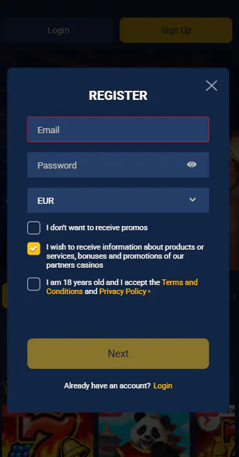 Jackpoty casino mobile app account registration form
